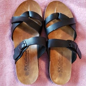 Black Faux Leather Sandals